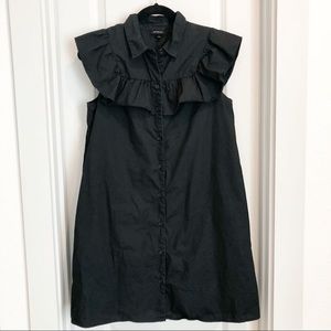 Black shirt dress with ruffle detail